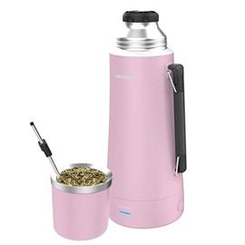 Termo Peabody PE-ET1000P Electrico 1 Litro 700W Rosa Mate y Bombilla