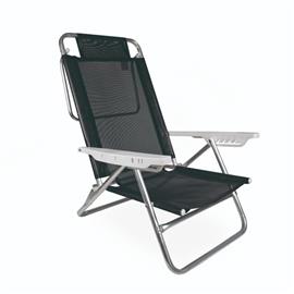 Reposera Mor 002155 Plegable Playera Negra Aluminio