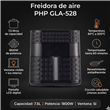 Freidora de Aire Digital PHP GLA-528 7.5 Litros 1800W con Ventana Visible