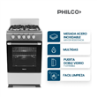 Cocina Multigas Essential Philco PHCN50PNS 50 cm Plateada con Puerta de Doble Vidrio