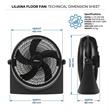 Turboventilador Reclinable Mesa y Pared Liliana VVTF20P (VTF20P) 20" 90W 3 Velocidades