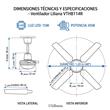 Ventilador de Techo Liliana VTHB114R 48" con Luz LED y Control Remoto