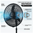 Ventilador de Pie Whitenblack WBVPWB20P 20" 90W Oscilante de 3 Velocidades