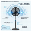 Ventilador de Pie Whitenblack WBVPWB20P 20" 90W Oscilante de 3 Velocidades