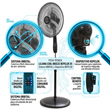 Ventilador de Pie Orbital Digital Liliana VPD20R 20" 90W con Control Remoto y Repeler