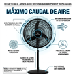 Ventilador de Pie Whitenblack WBVPWB20P 20" 90W Oscilante de 3 Velocidades