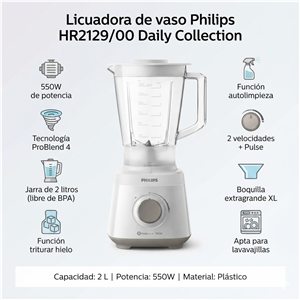Licuadora Philips HR 2129/00 2 Litros 550W Blanca