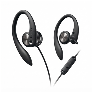 Auriculares Deportivos Philips SHS3305BK/10 con Gancho Flexible y Micrófono Negro