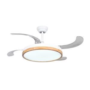 Ventilador de Techo Retráctil PHP JS8378 de 42" Blanco con Marco de Madera y 6 Velocidades